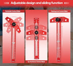 Saker Woodworking Scriber Marking Line Ruler,Aluminum Alloy T-Square - color: Red