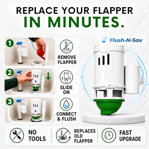 2 - Inch Flapper & Chain Eliminator Quick Connect Valve Conversion Kit & Overflow Water Conservator With Handle - Easy Install Without Tools - size: 2 - Inch, style: Standard Handle