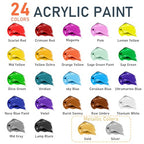 GOTIDEAL Acrylic Paint Set, 24 Colors (59ml, 2 oz), with Paint Brushes - color: 24 Colors (59ml)