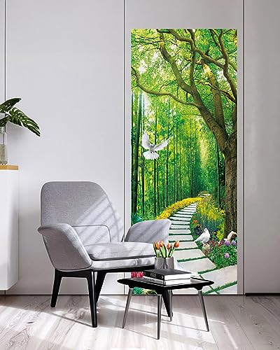 FLFK Door Decal Sticker - Scenic,Peel and Stick Mural,Combined Size 36"x80",Split into 2 Pieces - color: Mt3270, size: 36"x80"