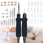 YIHUA 939D-II Pyrography Pen Wood Burning Kit Station 2-in-1 Solid-Point 200~480°C (with Temp Display)/Wire-Nib 250~750°C with 20 Nibs, Solid Points, 1 Stable Pen Holder, 2 Scrap Wood (Blue) - color: Blue