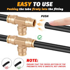 Brass DOT 5/8" Tee Union Push to Connect Air Brake Line Fitting - color: DOT Union Tee, size: 5/8" Od
