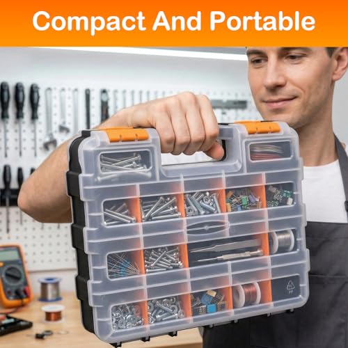 2 Pack Double Side Small Parts Organizer for Hardware Screws Nuts - size: 2Pack-34 Compartments