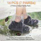 Shoe Covers for Rain, 7Pairs Clear Disposable Plastic Shoe Ponchos