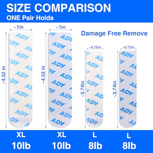 ADY Picture Hanging Strips Heavy Duty 40Pairs, Mounting Tape for Painted Wall Damage Free Removable, Adhesive Strips - size: Black-L