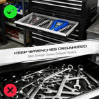 2-Piece Magnetic Wrench Organizer, 24-Slot Wrenches Holder Set with Lock Cover Metric 6–18mm & SAE 1/4-3/4", Wrench Rack Tool Trays with Carrying Handle for Wall Mount Toolbox Drawer Storage - style: 24-Slot Locking Cover / 2-Pack