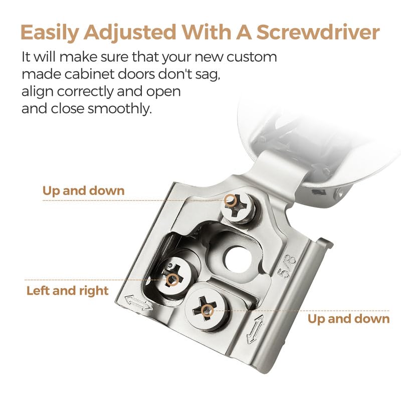 Soft Close Hinges for Kitchen Cabinet Hinges, 5/8 Inch Overlay, 10 Pack - size: 5/8 inch Overlay