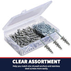Drywall Anchors and Screws Kit, 200 Pcs Self Drilling Drywall Anchors, 100 Pcs Zinc Sheetrock Anchors and 100 Pcs #8 x 1-1/4" Metal Screws, Heavy Duty Wall Anchors, 75 Lbs Hanging Mounting - size: #8 x 1-1/4"