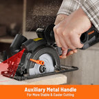 DOVAMAN Circular Saw, 5.8A 4-1/2" Circular Saw w/Laser & Auxiliary Handle - color: A-orange