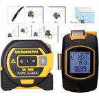 The 3-in-1 almighty laser measuring tools ruler,16Ft Ruler 131Ft Laser - color: Yellow, size: Laser 135 ft