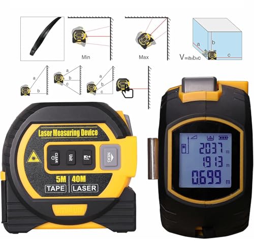 The 3-in-1 almighty laser measuring tools ruler,16Ft Ruler 131Ft Laser - color: Yellow, size: Laser 135 ft