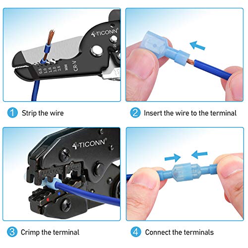 TICONN 400 Pcs Nylon Spade Connector Kit, Insulated Crimp Wire Connectors - style: Combo 400Pcs