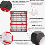 INTERTOOL Small Parts Organizer for Hardware & Screws | 39 Removable Bins with Dividers | Wall Mount or Desktop Craft & Lego Storage Cabinet | 19” x 15” x 6” BX08-4013 - style: 39 Drawers