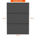 WALMANN 3 PCS 12x24 in Pegboard Panels for Wall, 36x24 in Tools Pegboard - color: Black 12"*24", size: 24"*36"