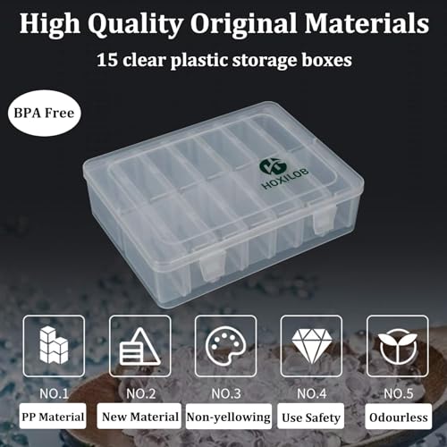 45 Pieces Bead Organizer Boxes, Medium Clear Plastic Storage Container with Labels, Large Craft Case Ideal for Big Beads Jewelry Making Supplies DIY Bracelets Screws Seeds Mini Tools and Small Parts - size: 3 Pack 45 Pcs 3.1" x 2.2" x 1.2"