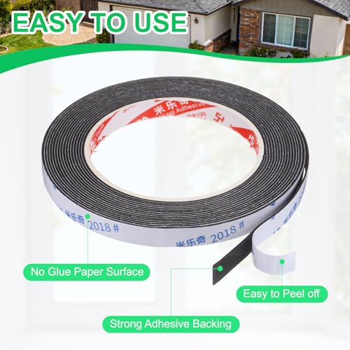 PATIKIL 5Roll Sponge Rubber Foam Tape, 3/8" W x 1/32" t x 16.4ft l Self-Adhesive Foam Insulation Tape Weather Stripping for Window Door Soundproofing Weatherstrip AC Seal Strip, Black - size: 3/8" x 1/32" x 16.4ft