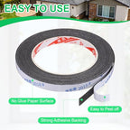 PATIKIL 5Roll Sponge Rubber Foam Tape, 3/8" W x 1/32" t x 16.4ft l Self-Adhesive Foam Insulation Tape Weather Stripping for Window Door Soundproofing Weatherstrip AC Seal Strip, Black - size: 3/8" x 1/32" x 16.4ft