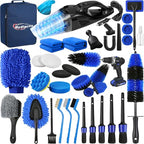 Qydipclin 38PcsB Car Detailing Kit, Car Detailing Brush Set, Car Wash Cleaning Kit, Car Detailing Brushes, Professional Car Care Kit for Interior Exterior Wheels, Blue - size: 38pcs-B