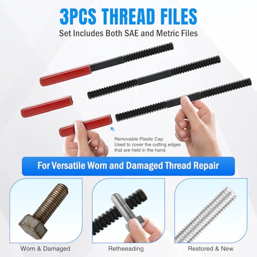 Nilight 49PCS Thread Chaser Set SAE Metric Universal UNC UNF Sizes - size: 49PCS Metric & SAE