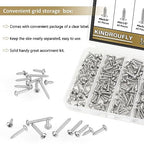 182 Pieces #6 x 3/8" 1/2" 5/8" 3/4" 1" Phillips Pan Head Self-Tapping Screws, Wood Screws Assortment Kit, 304 Stainless Steel - size: #6