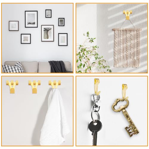 KURUI Picture Hangers, 385Pcs Picture Hanging Kit with Heavy Duty Picture Hanging Hooks, Sawtooth, Hardware Nails and Picture Hanging Tool, Wall Hangers for Frame, Painting, Art, Photo (Gold) - color: Gold