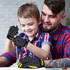 Kids Genuine Leather Work Gloves Age 2-12, Touchscreen, Reflective - color: Black, size: Large (10-12 Years Old)