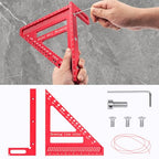 Large Carpenter Square 8.42" x7.67 Precision Woodworking Tools 15-90 Degree Versatile 3D Multi-Angle Square with Angle Pin for Woodworking,Engineering and Construction - color: Red