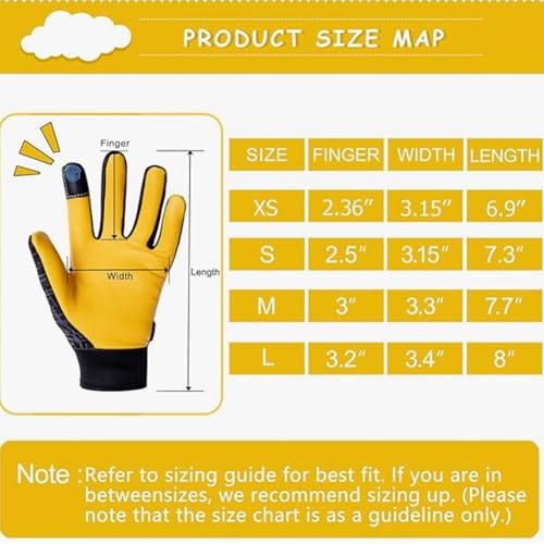 Kids Genuine Leather Work Gloves Age 2-12, Touchscreen, Reflective - color: Black 2 Pairs, size: Medium (6-9 Years Old)