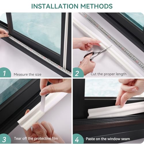 MOPMS Draft Stopper Sweep, Door Weatherproofing Stripping, Window Seal Strip Self-adhisive Soundproof Cuttable Weather Length 19.7 Ft (3 Pcs x 6.56 Ft), White - color: White, size: 19.7 ft (3 pcs)