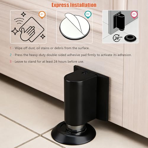 Magnetic Door Stoppers Door Catch, Heavy Duty Door Stop (Silver) - color: Silver