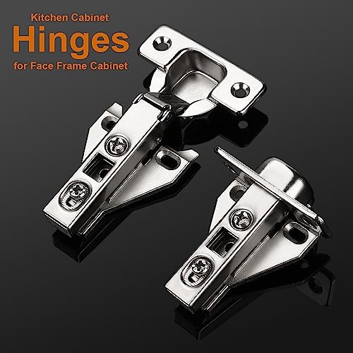 Probrico 16 Pairs（32 Pack） Kitchen Cabinet Hinges for Face Frame Cabinet, Concealed Cabinet Hinges Brushed Satin Nickel with Mounting Screws - size: 16 Pairs