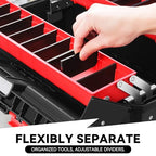 Auto Dynasty Foldable 2-layer Tool Box w/Non-Slip Handle Tray Storage, Red - color: Red, size: 2-Layer