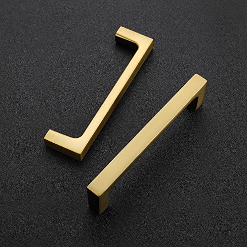 Ravinte Brushed Brass Solid Pulls Cabinet Handles 3-3/4 Inch 5 Pack - size: 3-3/4 Inch Hole Center