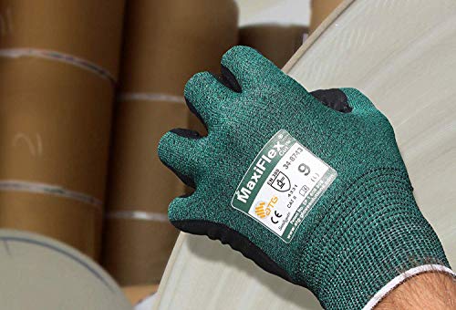 MaxiFlex Cut 34-8743 Cut Resistant Nitrile Coated Work Gloves with Green Knit Shell and Premium Nitrile Coated Micro-Foam Grip on Palm & Fingers - size: 3X-Large
