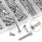 #10 x 1/2" 3/4" 1" 1-1/4" 1-1/2" Wood Screws Set, HELIFOUNER 110 Pieces Phillips Countersunk Head Self-Tapping Screws Assortment Kit, Phillips Flat Head Wood Screws, 304 Stainless Steel - size: #10