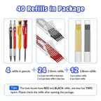 Enhon 4 Pack Carpenter Pencil Set with Sharpener, Black/Red/Yellow - color: Black, Red, Yellow