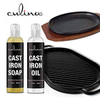 Cast-Iron Cleaning Kit, A Cleanser and Cleaner 8 oz Bundled with Cast-Iron Conditioner Oil 8 oz by Culina Kosher Certified
