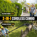 2-in-1 Pole Saw & Hedge Trimmer Compatible with Dewalt 20V MAX (Tool Only) - color: Gray