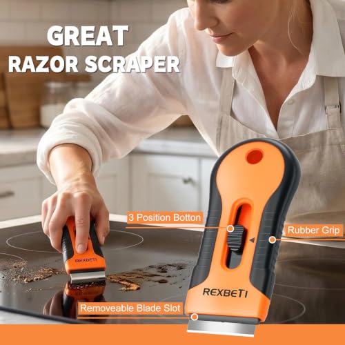 REXBETI Razor Blade Scraper Tool, 8 Pack Windows, Glass Stovetop Scraper - style: Original 8 Pack