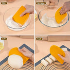 Sapid Flexible Curved Edge Silicone Bowl Scraper Dough Scraper Baking Bread - color: Orange