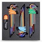Lichamp 27Pcs Color Coded Hex Key Set, SAE & Metric, Long Arm Ball & Torx