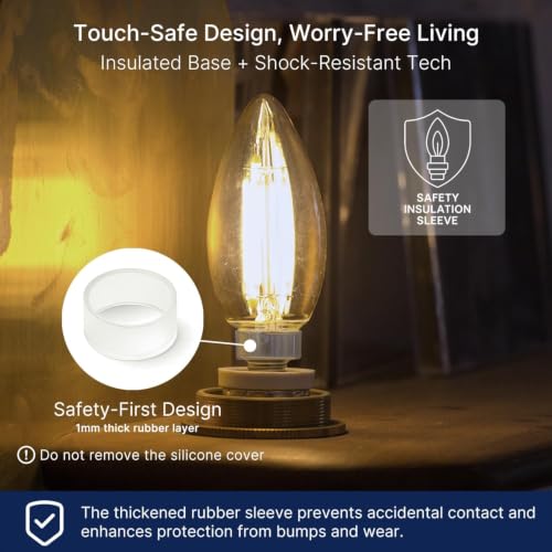 FLSNT 60W Equivalent LED Chandelier Light Bulbs, Dimmable LED B11 E12 Candelabra Base Bulbs, 3000K Warm White, 500LM, 96 Pack - color: 3000k Warm White, size: 96 Count (Pack of 1)