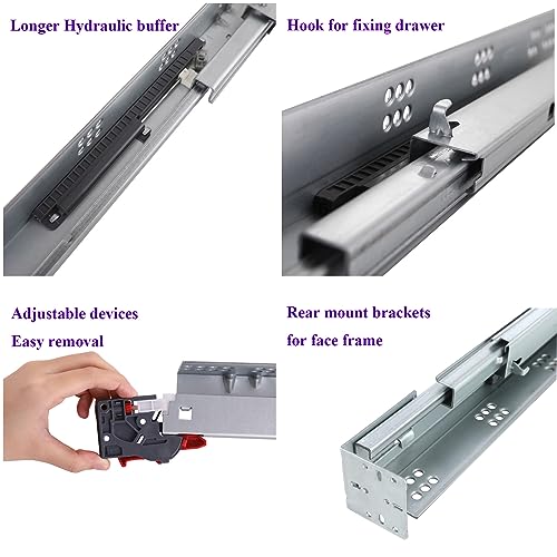 Undermount Soft Close Drawer Slides 21 Inch 6 Pairs Full Extension - size: 21 Inch