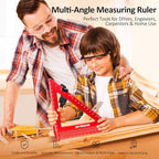 8 inch 3D Multi-Angle Measuring Square Ruler, WT103C High Precision Hole Scribing Woodworking Tools, 0-90° Aluminum Alloy Carpenter Square with Stair Gauges, Carpenter Pencils 6 Refills. - color: 8 inch Square+Pencil+Stair Gauge, style: Imperial