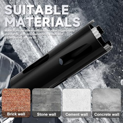 Diamond Core Drill Bit 2-1/2"(65mm) with Pilot Bit & Adapters (SDS Plus & Hex) – Upgraded Welded Segments, 8.6" Depth – for Concrete, Solid Brick, Hollow Brick, Masonry & More - size: (2-1/2"/65mm)