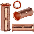 SVAAR 0000 Gauge Flared Barrel Butt Splice Connectors Kit 6PCS 4/0 AWG Non-Insulated Butt Connectors Bare Pure Copper Flared Compression Butt Splices Crimp Butt Terminals+6 PCS Heat Shrinks - color: Bare Copper