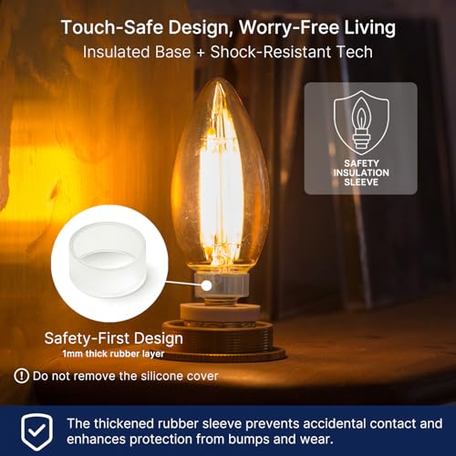 FLSNT 60W Equivalent LED Chandelier Light Bulbs, Dimmable, E12 Base, Clear B11 LED Filament Candelabra Bulbs, 2700K Soft White, 12 Pack - color: 2700k Soft White, size: 6 Count (Pack of 2)
