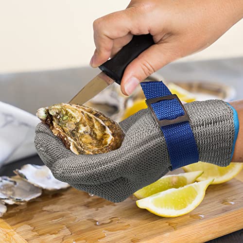 Schwer ANSI A9 Cut Resistant Glove, Food Grade Stainless Steel wire Mesh Metal Gloves, Knife Cutting Gloves for kitchen Mandoline Slicing Butcher Meat Cutting Oyster Shucking Fish Fillet（L, 1 PCS） - size: Large (Pack of 1), style: 2.0 Steel Wire+hppe