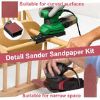 90 Pcs Detail Sander Sandpaper Kit, Hook&Loop Sanding, 60/80/120/240 Grit