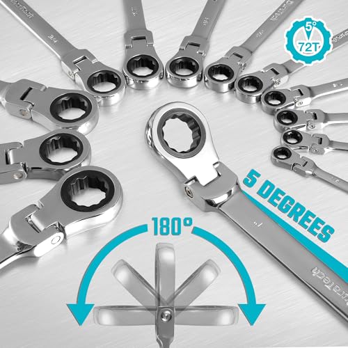 DURATECH 5/16" Flex-Head Ratcheting Combination Wrench - style: 5/16"